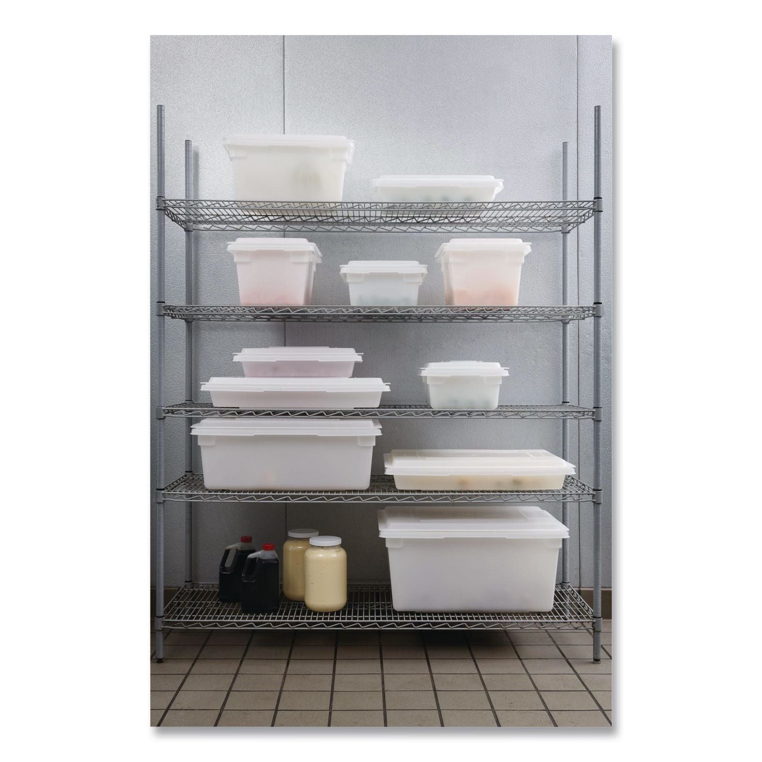 Food/Tote Boxes, 12.5 Gal, 18 X 9 X 9, Plastic, White