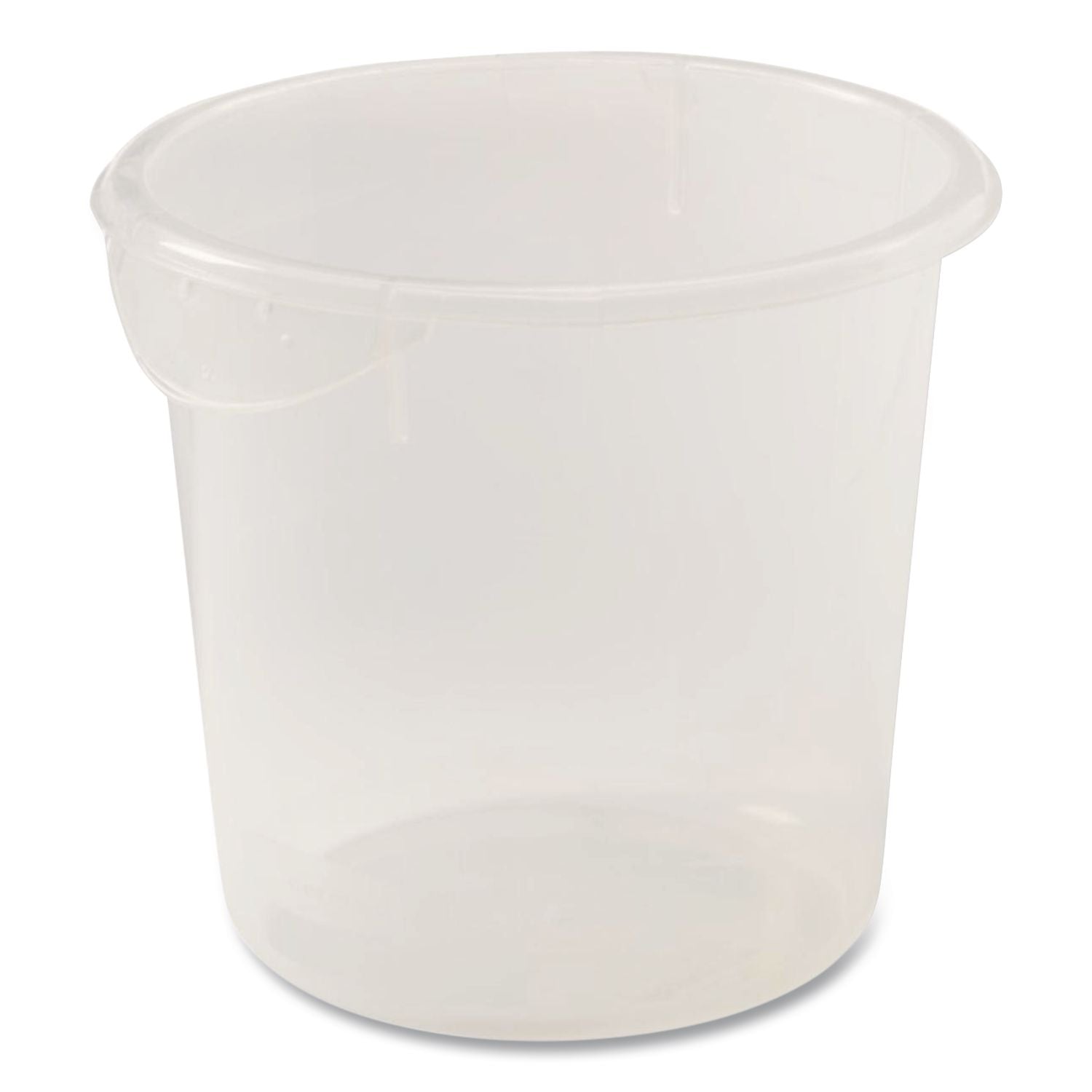 Round Storage Containers, 4 Qt, 8.5" Diameter X 7.5" H, Plastic, Clear