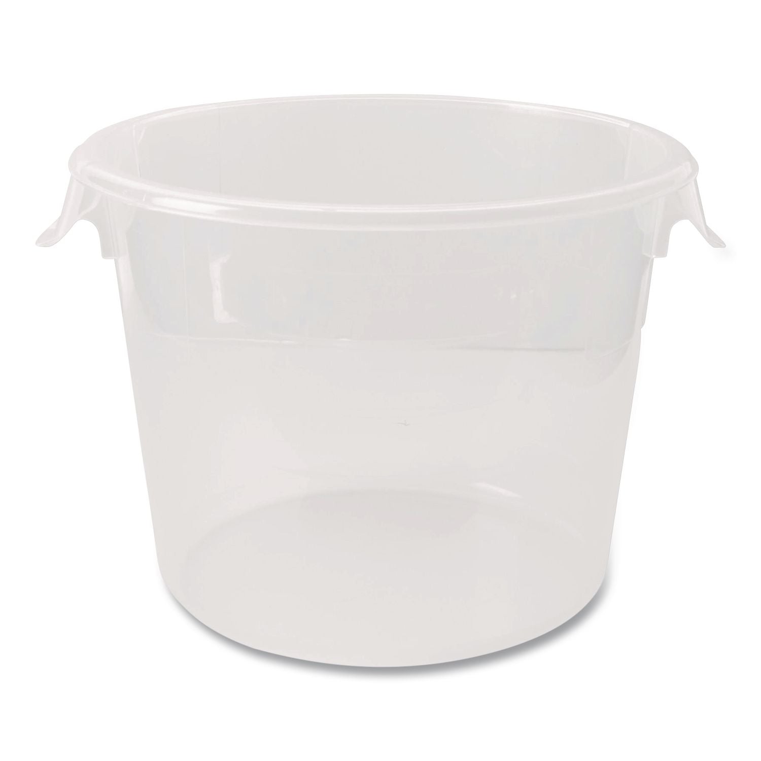 Round Storage Containers, 6 Qt, 11.25" Diameter X 7.63" H, Plastic, Clear
