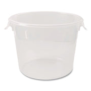 Round Storage Containers, 6 Qt, 11.25" Diameter X 7.63" H, Plastic, Clear
