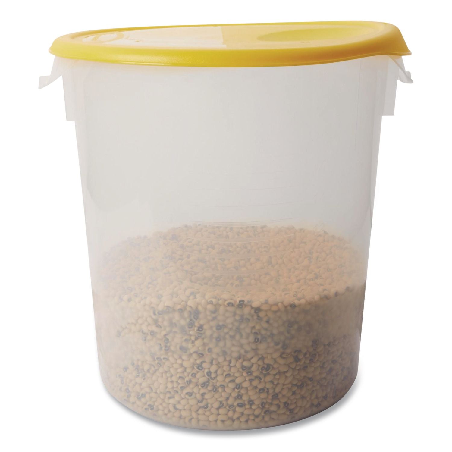 Round Storage Containers, 22 Qt, 13.13" Diameter X 14" H, Plastic, Clear