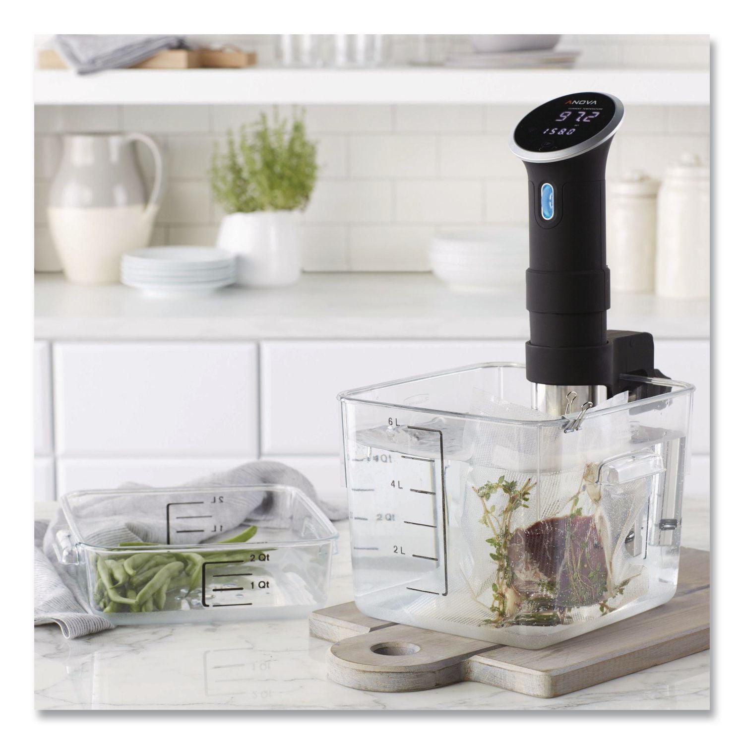 Spacesaver Square Containers, 6 Qt, 8.8 X 8.75 X 7, Plastic, Clear