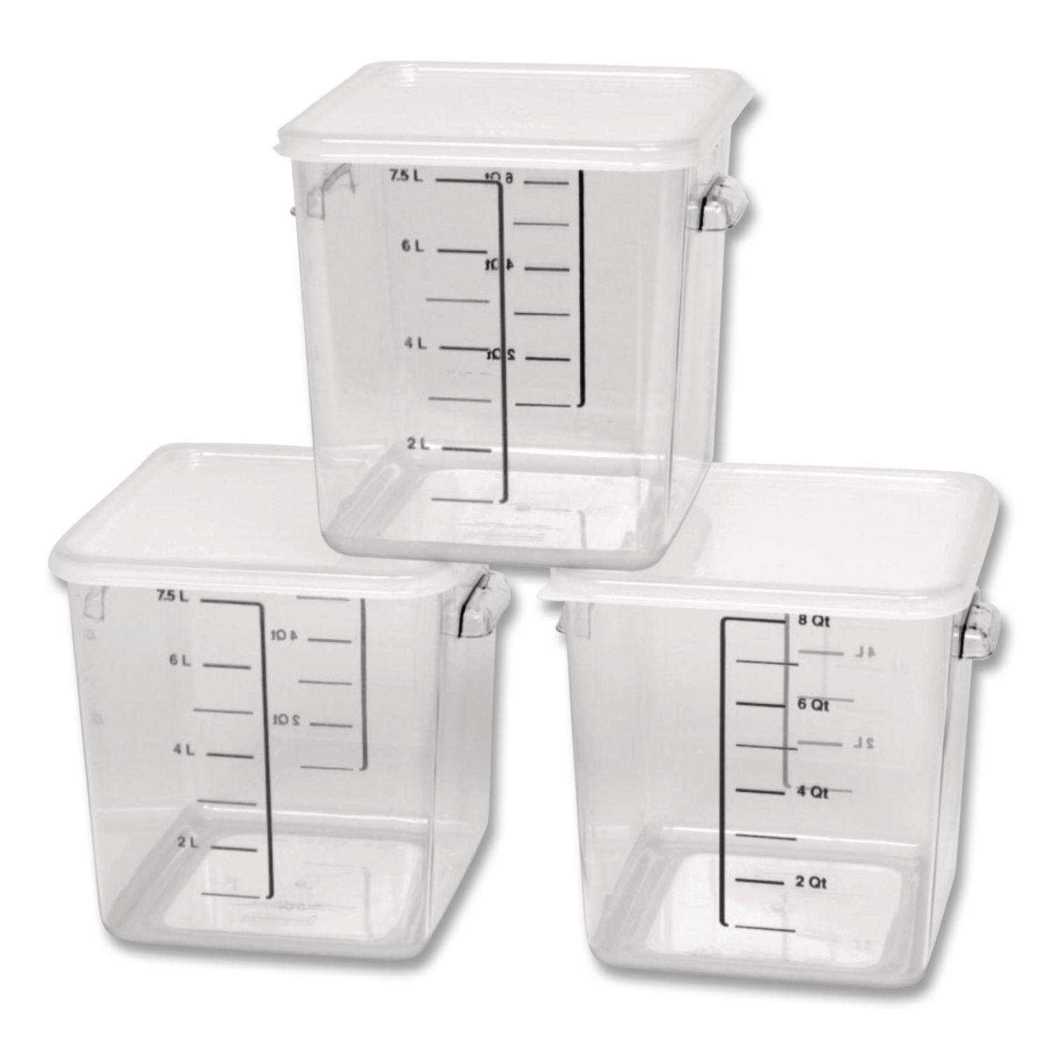 Spacesaver Square Containers, 8 Qt, 8.8 X 8.75 X 8.75, Plastic, Clear