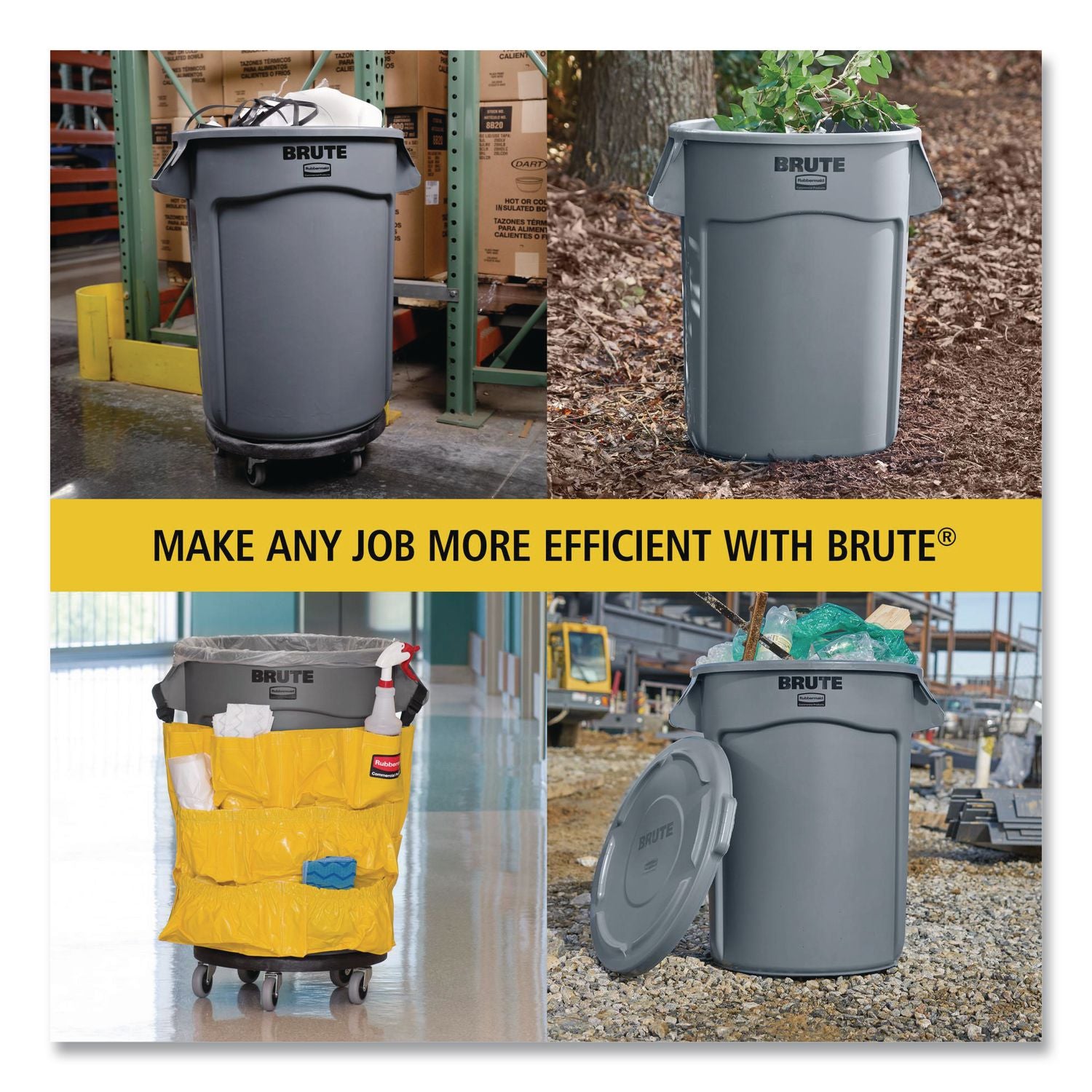 Vented Round BRUTE Container, 10 Gal, Resin, Black