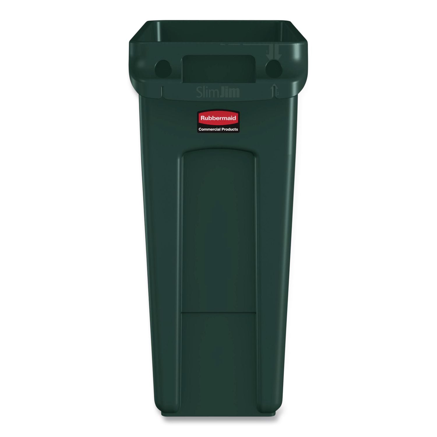Slim Jim Waste Container, 16 Gal, Resin, Dark Green