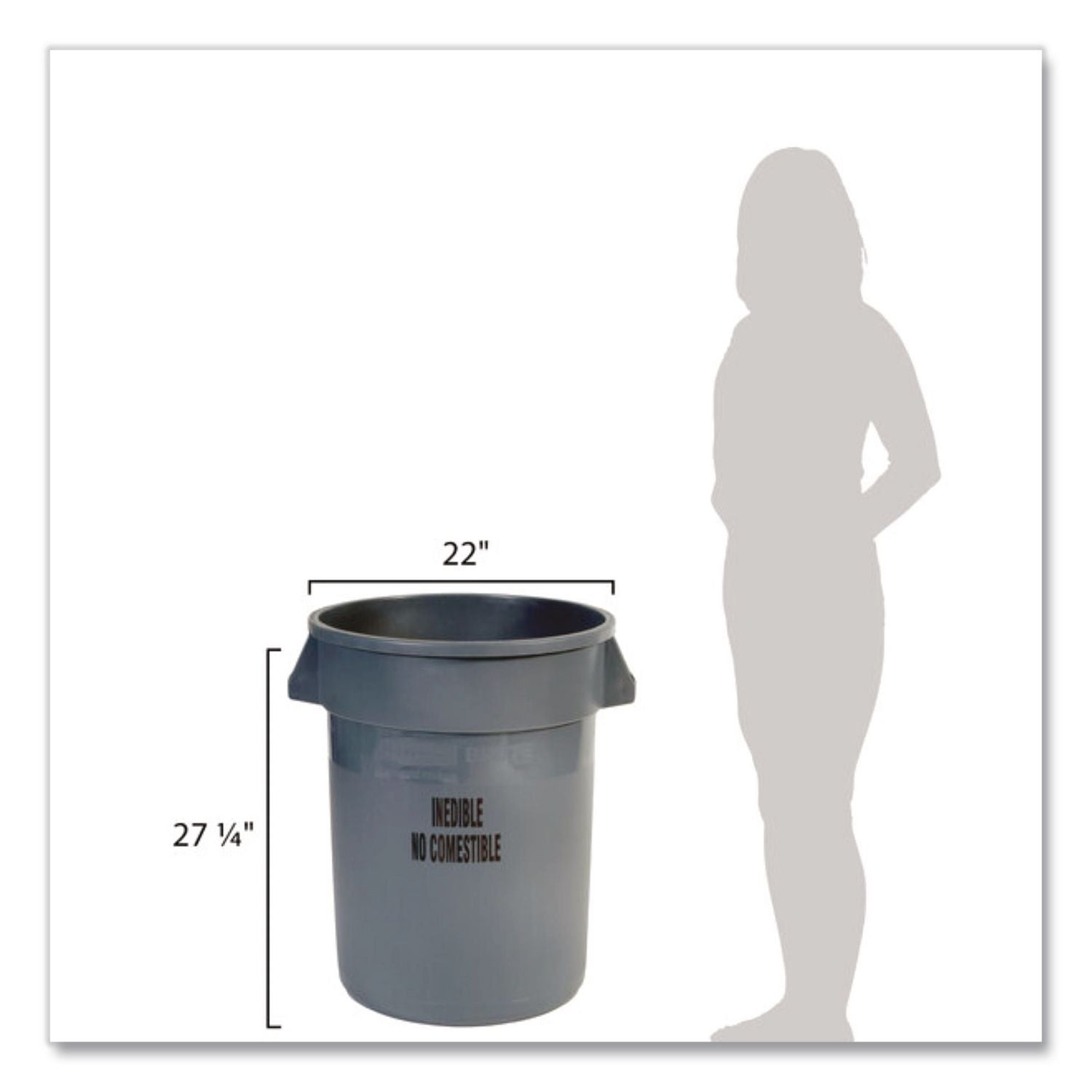 Food Handling BRUTE Container, 32 Gal, Resin, Gray