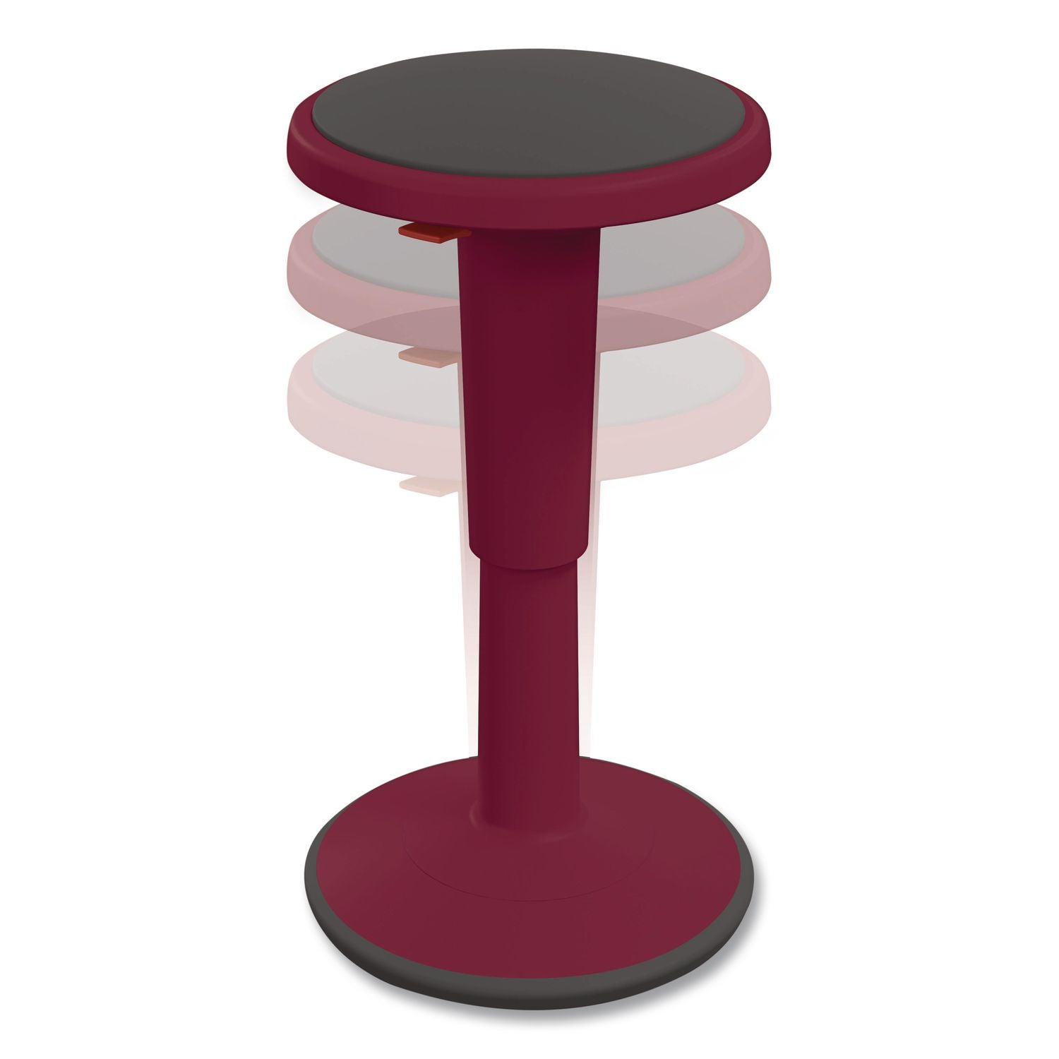 Hierarchy Grow Stool, Short, Backless, Supports Up To 250 Lbs, 14" To 18" Seat Height, Currant Seat, Currant Base