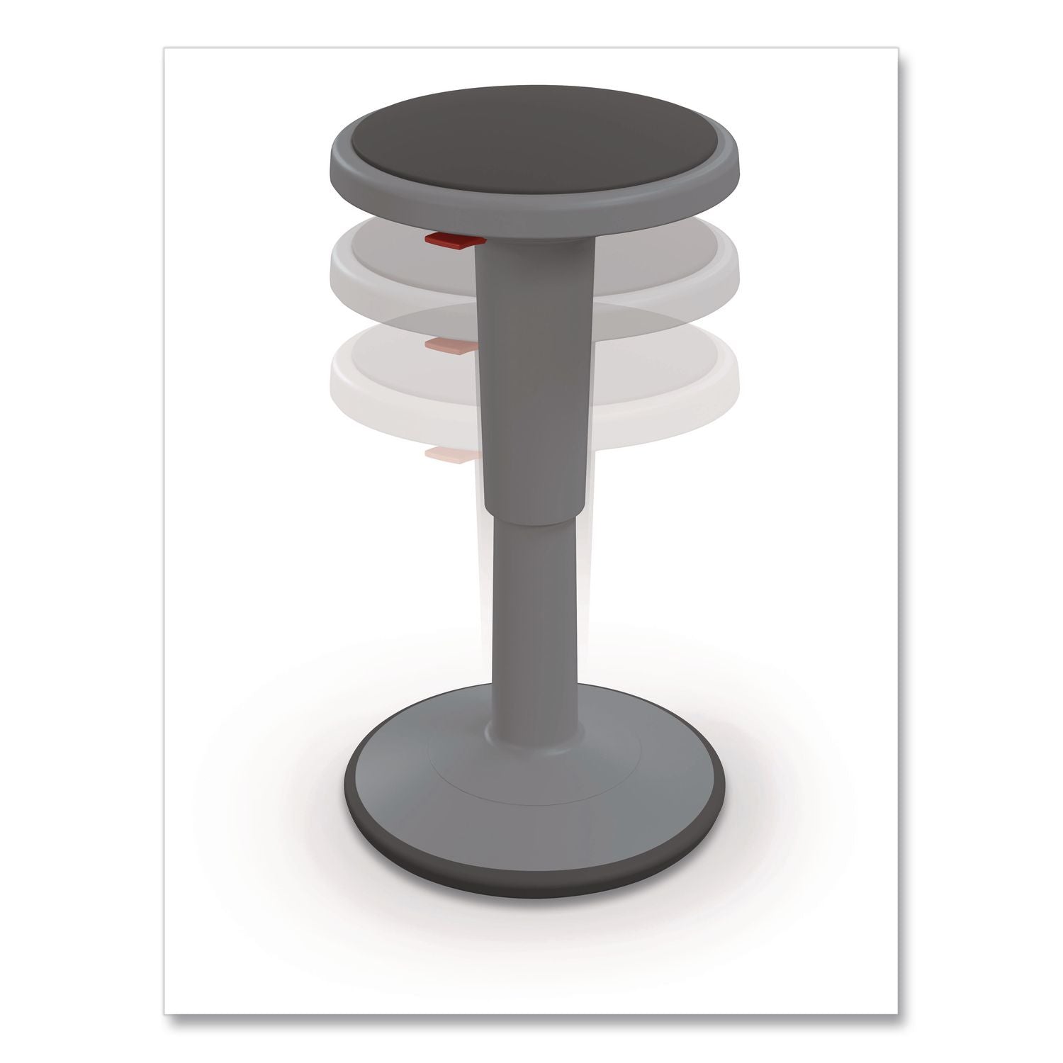 Hierarchy Grow Stool, Short, Backless, Supports Up To 250 Lbs, 14" To 18" Seat Height, Gray Seat, Gray Base