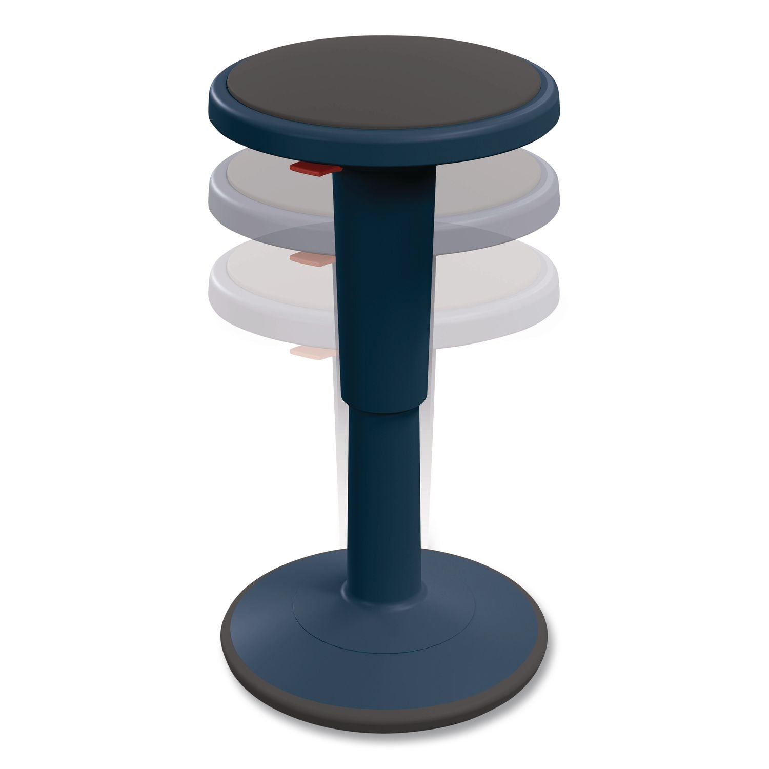 Hierarchy Grow Stool, Short, Backless, Supports Up To 250 Lbs, 14" To 18" Seat Height, Navy Seat, Navy Base