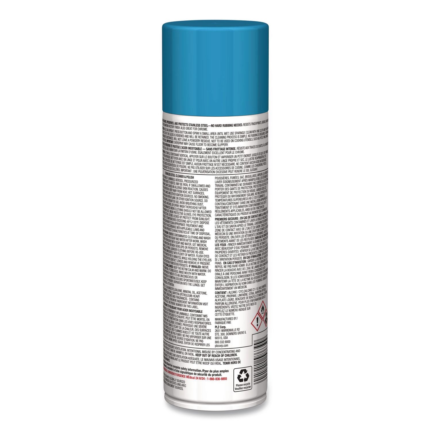 Stainless Steel Cleaner And Polish, 15 Oz Aerosol Spray, 12/Carton