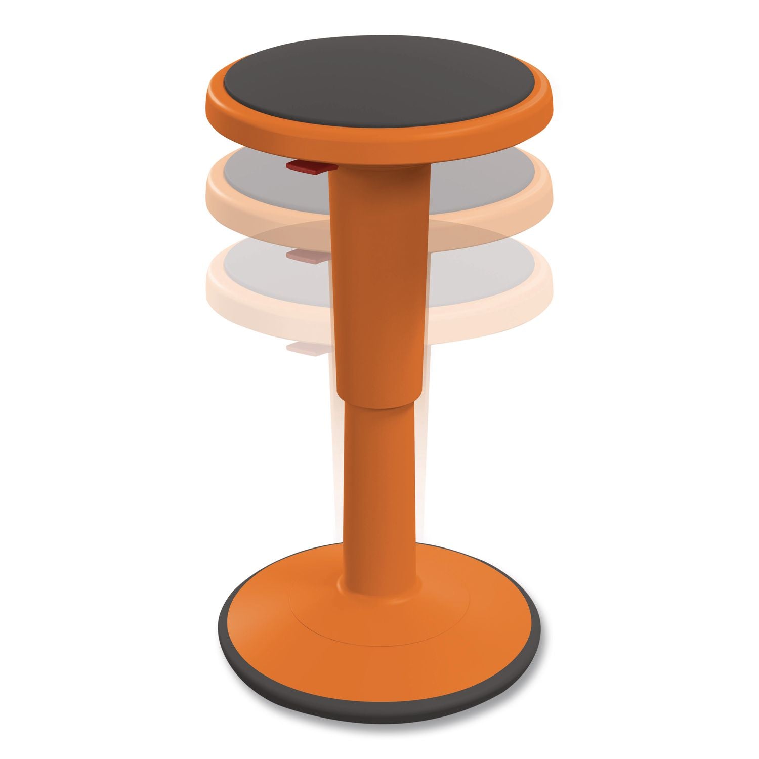 Hierarchy Grow Stool, Short, Backless, Supports Up To 250 Lbs, 14" To 18" Seat Height, Orange Seat, Orange Base