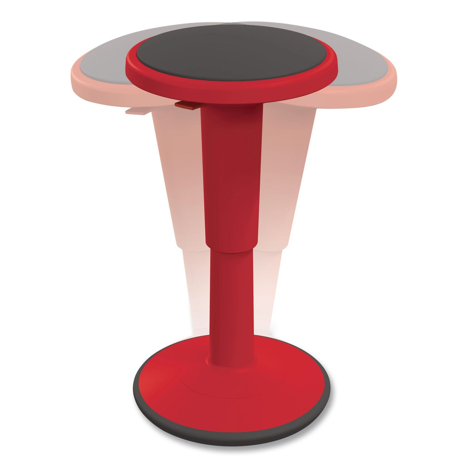 Hierarchy Grow Stool, Short, Backless, Supports Up To 250 Lbs, 14" To 18" Seat Height, Red Seat, Red Base