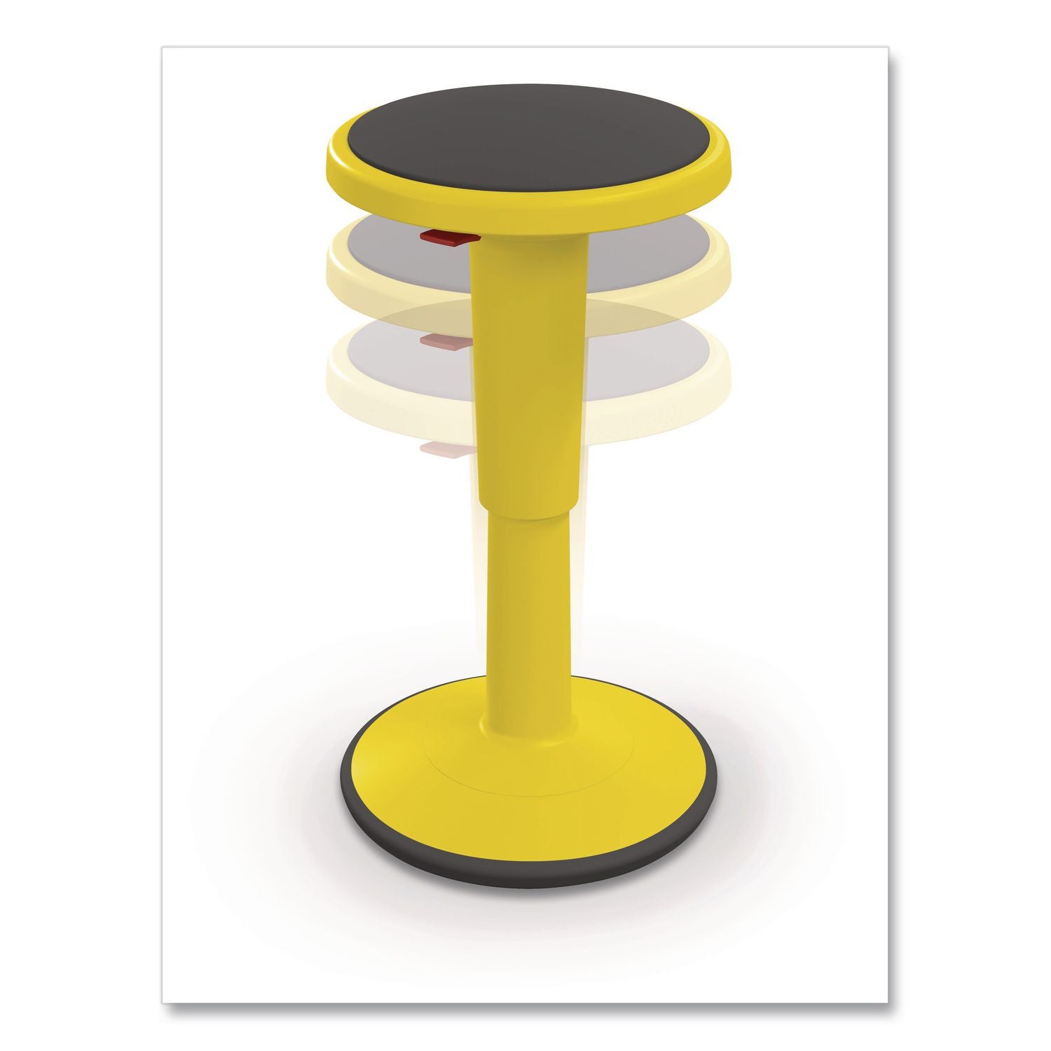 Hierarchy Grow Stool, Short, Backless, Supports Up To 250 Lbs, 14" To 18" Seat Height, Yellow Seat, Yellow Base
