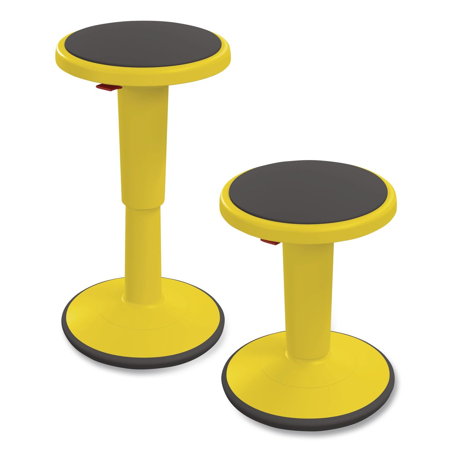 Hierarchy Grow Stool, Short, Backless, Supports Up To 250 Lbs, 14" To 18" Seat Height, Yellow Seat, Yellow Base