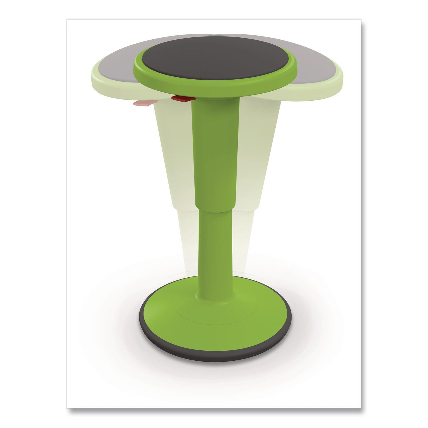 Hierarchy Grow Stool, Tall, Backless, Supports Up To 250 Lbs, 17" To 24" Seat Height, Green Seat, Green Base
