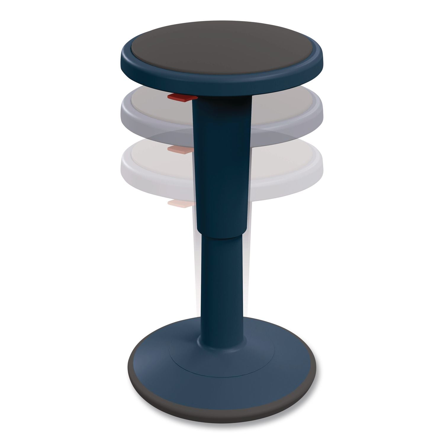 Hierarchy Grow Stool, Tall, Backless, Supports Up To 250 Lbs, 17" To 24" Seat Height, Navy Seat, Navy Base