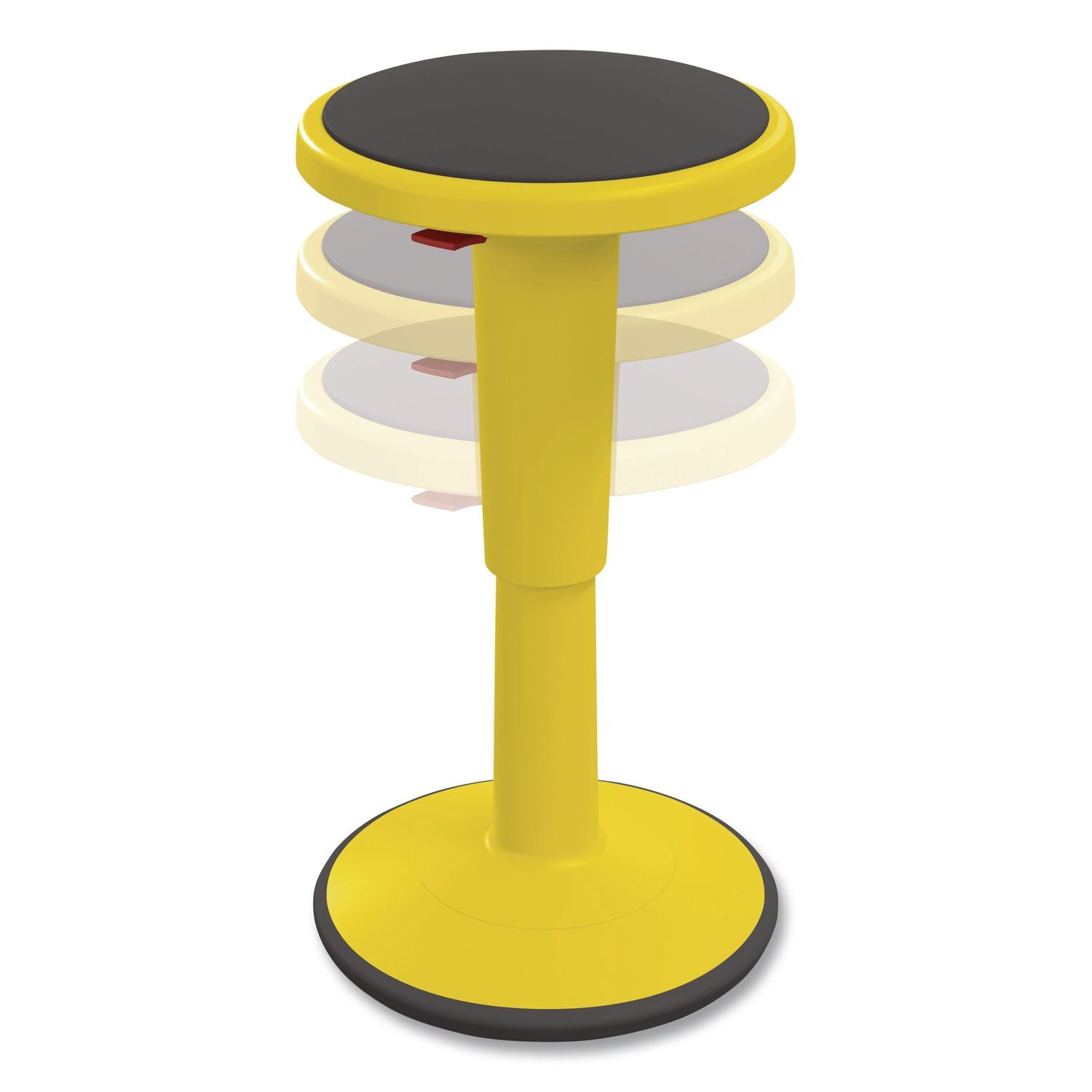 Hierarchy Grow Stool, Tall, Backless, Supports Up To 250 Lbs, 17" To 24" Seat Height, Yellow Seat, Yellow Base