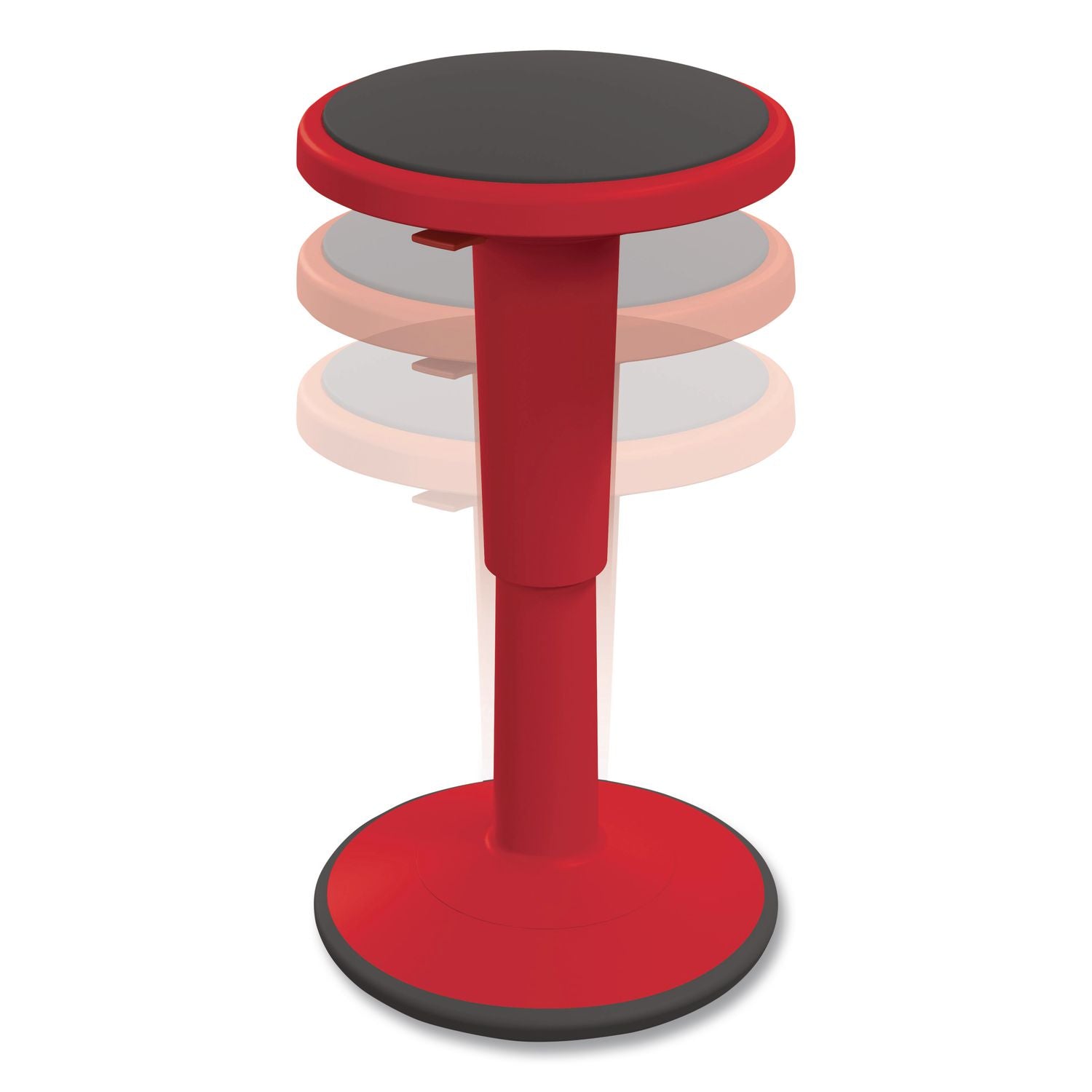 Hierarchy Grow Stool, Tall, Backless, Supports Up To 250 Lbs, 17" To 24" Seat Height, Red Seat, Red Base