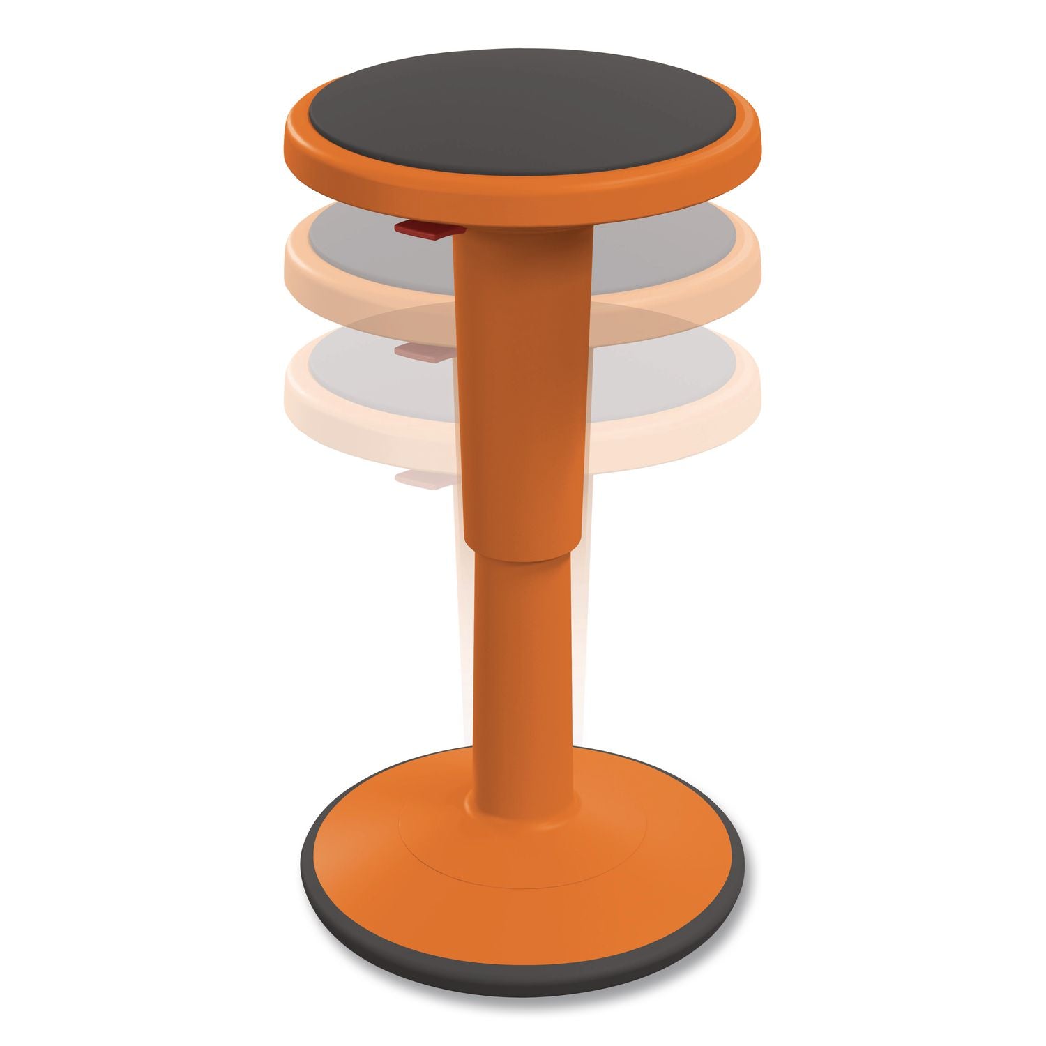 Hierarchy Grow Stool, Tall, Backless, Supports Up To 250 Lbs, 17" To 24" Seat Height, Orange Seat, Orange Base