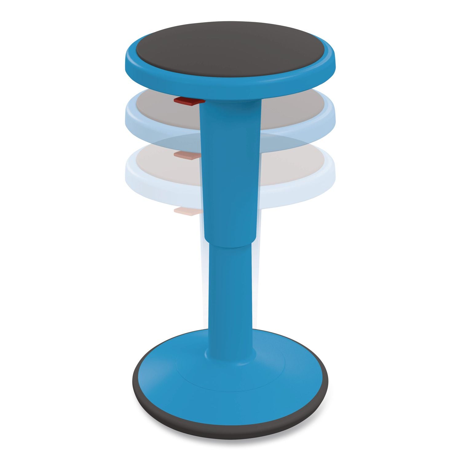 Hierarchy Grow Stool, Tall, Backless, Supports Up To 250 Lbs, 17" To 24" Seat Height, Blue Seat, Blue Base