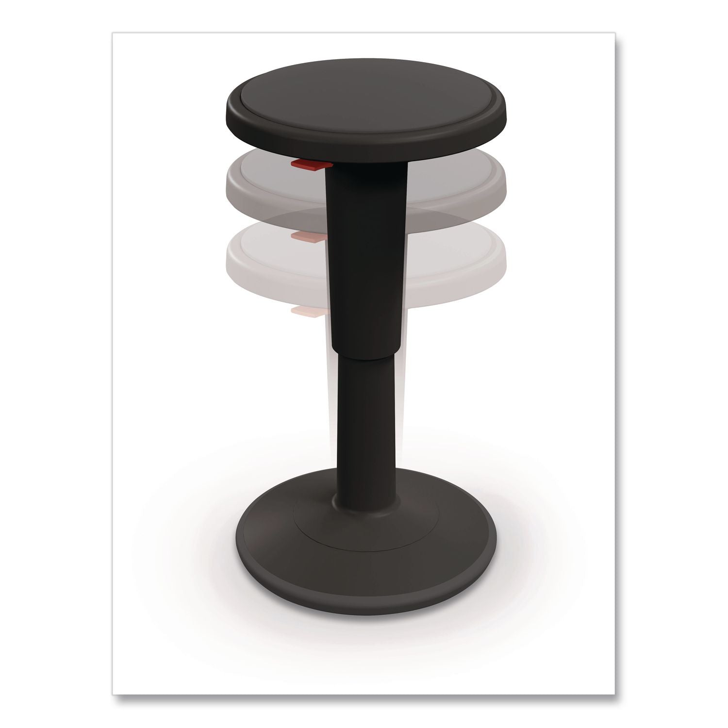 Hierarchy Grow Stool, Short, Backless, Supports Up To 250 Lbs, 14" To 18" Seat Height, Black Seat, Black Base