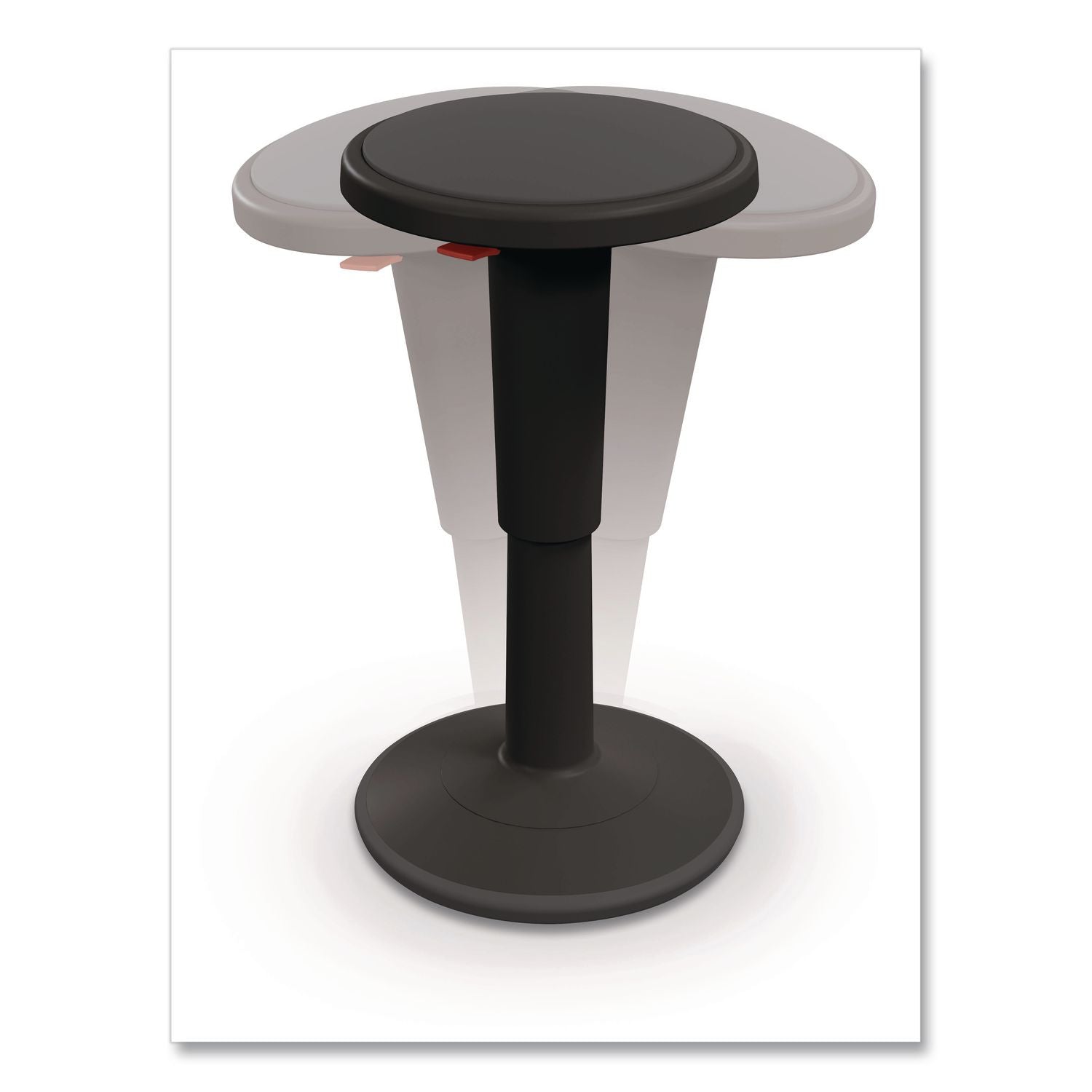 Hierarchy Grow Stool, Short, Backless, Supports Up To 250 Lbs, 14" To 18" Seat Height, Black Seat, Black Base