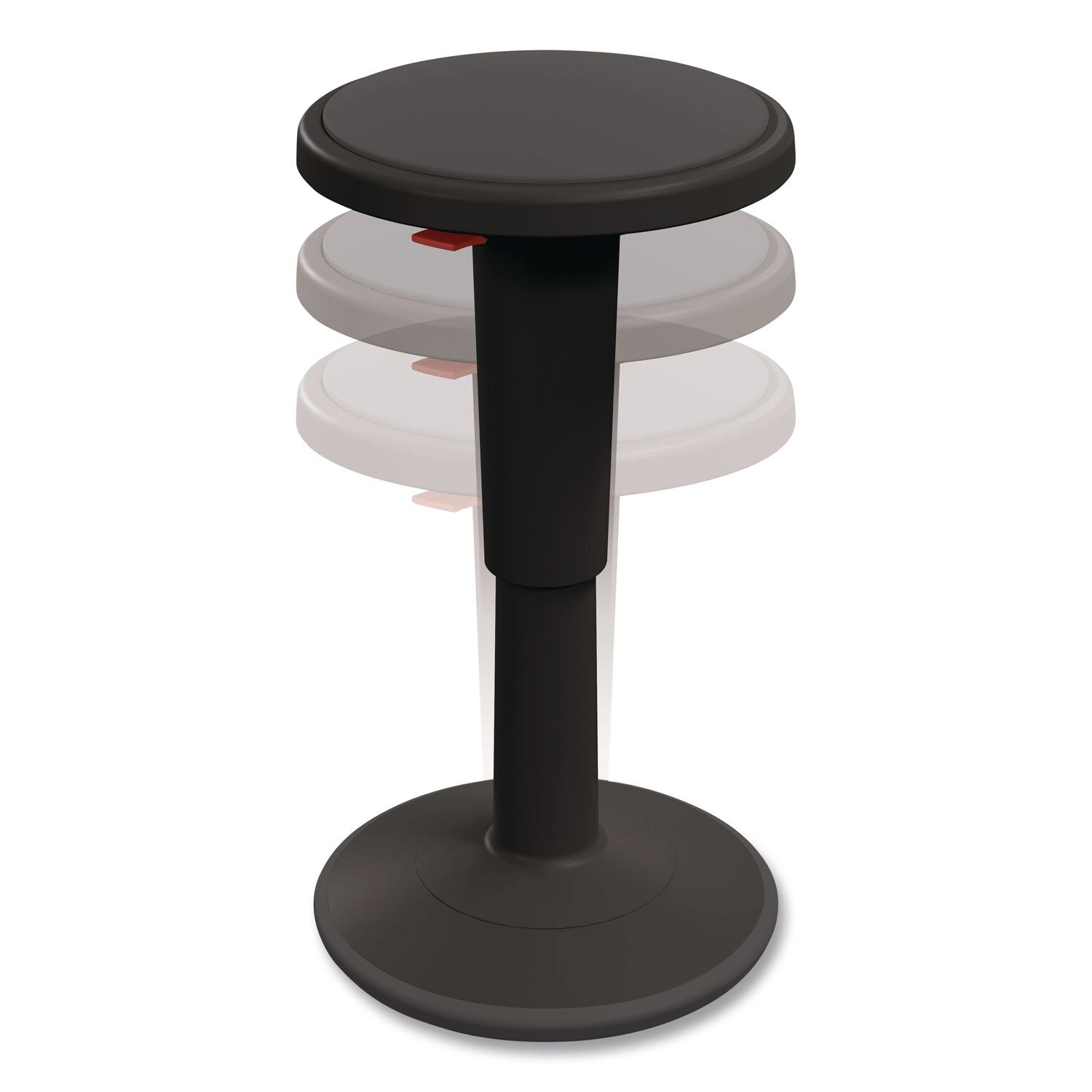 Hierarchy Grow Stool, Tall, Backless, Supports Up To 250 Lbs, 17" To 24" Seat Height, Black Seat, Black Base