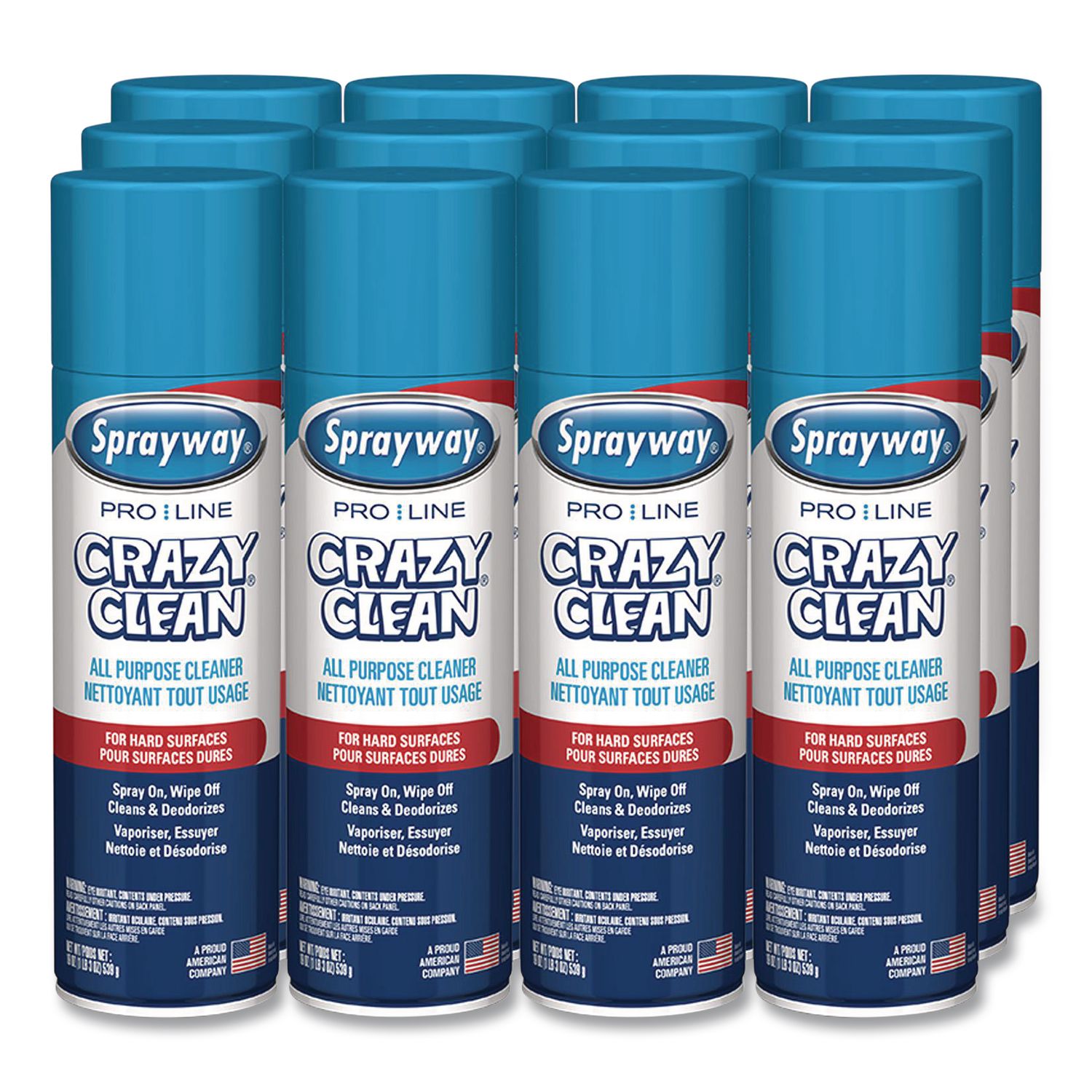 Crazy Clean, Unscented, 19 Oz Aerosol Spray, 12/Carton