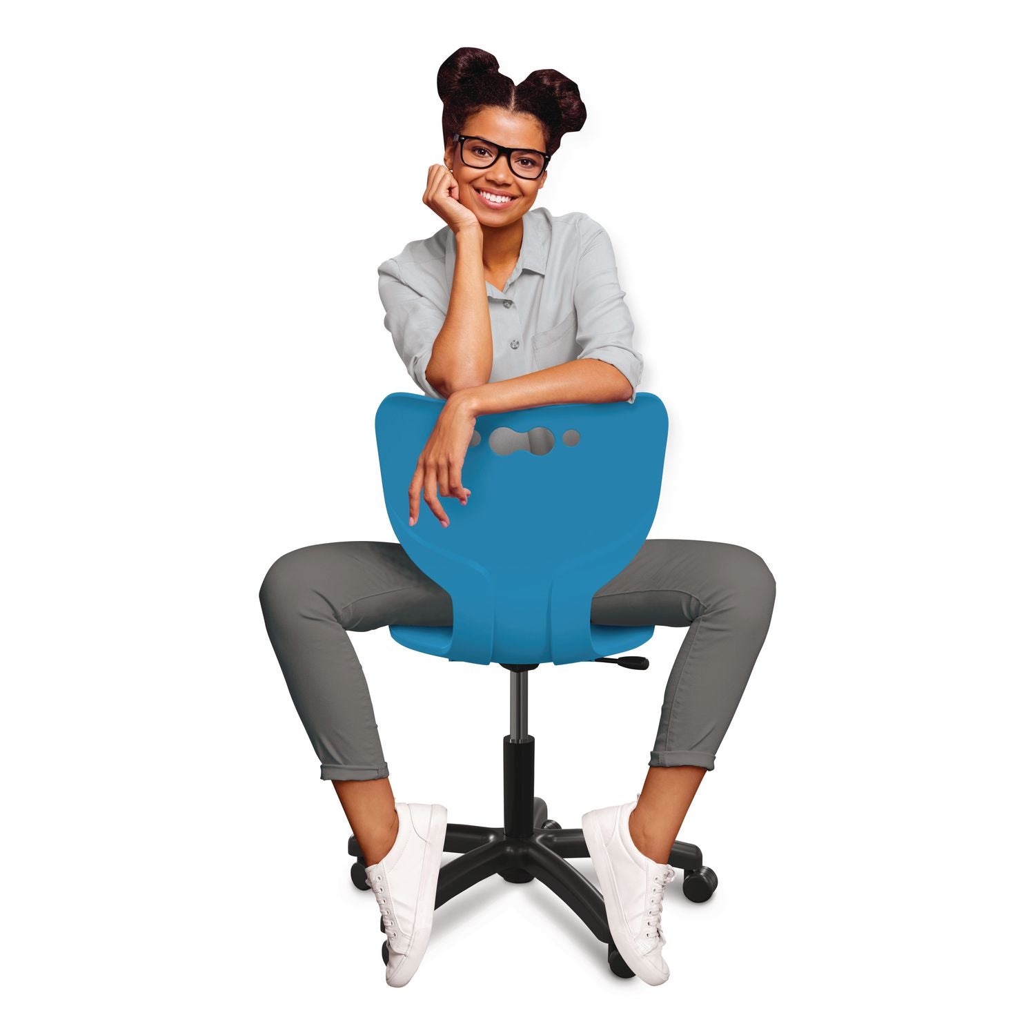 Hierarchy Five-Star Chair, Supports Up To 250 Lbs, 21.68" Seat Height, Blue Seat, Blue Back, Black Base
