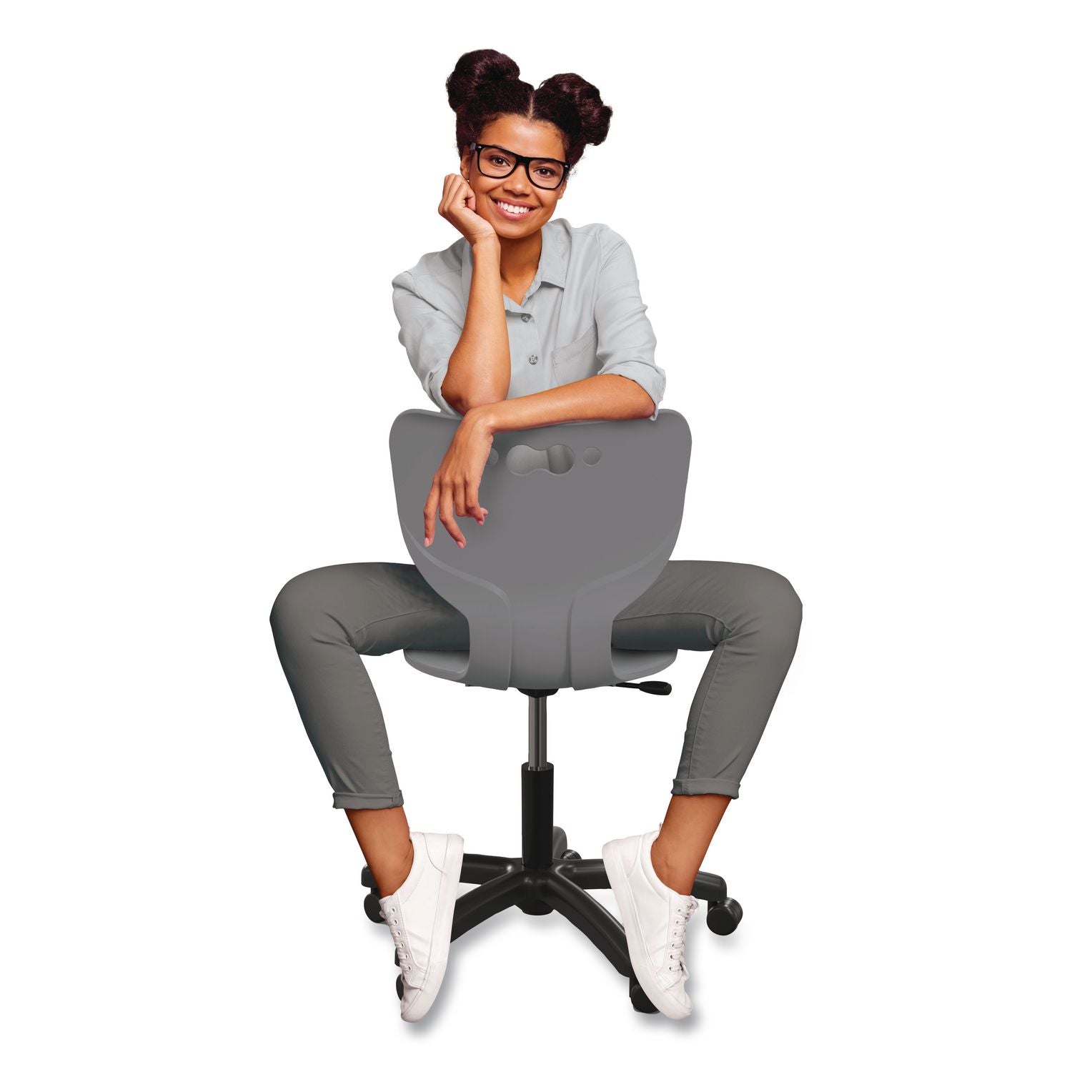 Hierarchy Five-Star Chair, Supports Up To 250 Lbs, 21.68" Seat Height, Gray Seat, Gray Back, Black Base