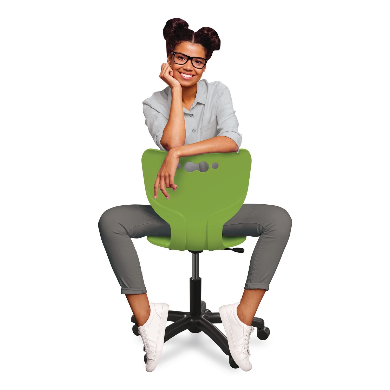Hierarchy Five-Star Chair, Supports Up To 250 Lbs, 21.68" Seat Height, Green Seat, Green Back, Black Base