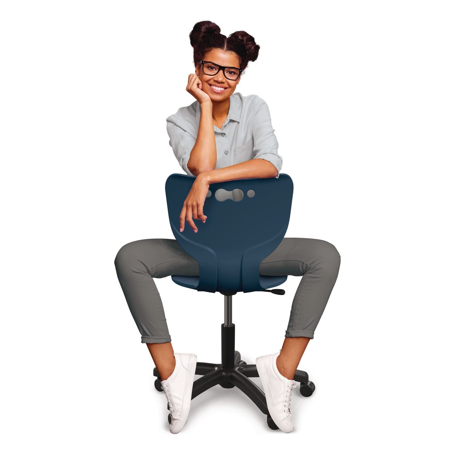 Hierarchy Five-Star Chair, Supports Up To 250 Lbs, 21.68" Seat Height, Navy Seat, Navy Back, Black Base