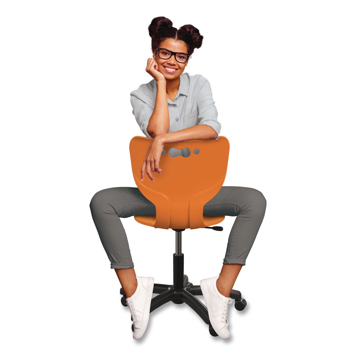 Hierarchy Five-Star Chair, Supports Up To 250 Lbs, 21.68" Seat Height, Orange Seat, Orange Back, Black Base