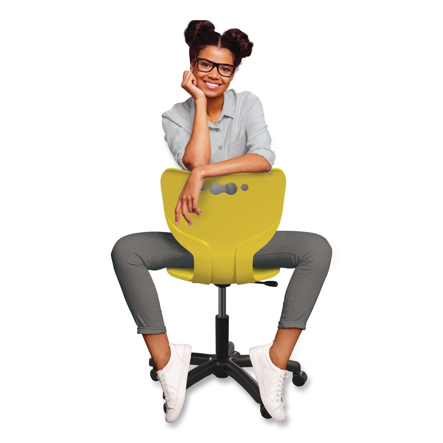 Hierarchy Five-Star Chair, Supports Up To 250 Lbs, 21.68" Seat Height, Yellow Seat, Yellow Back, Black Base