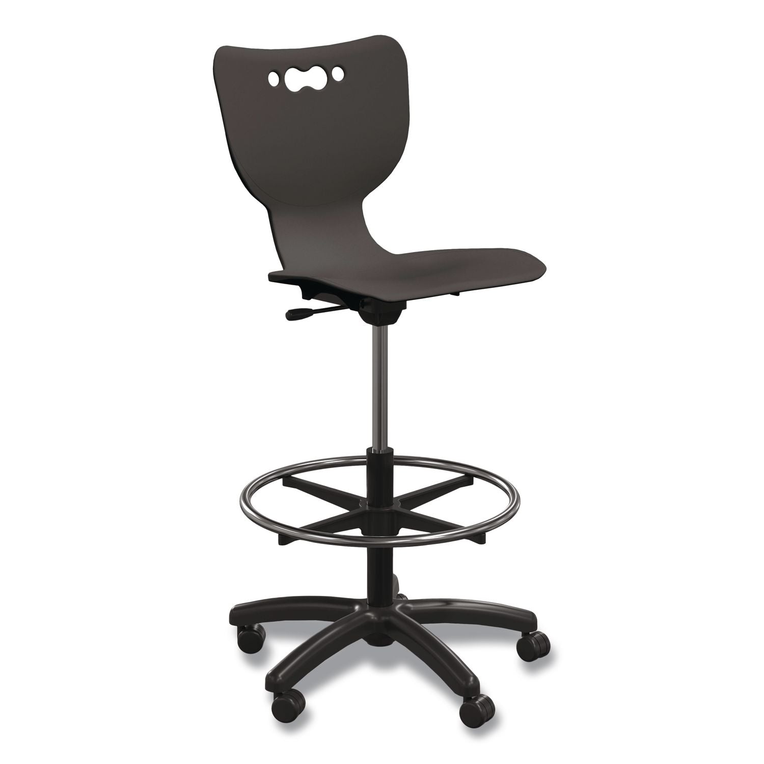 Hierarchy Five-Star Stool, Supports Up To 250 Lbs, 24.48" To 33.23" Seat Height, Black Seat, Black Base
