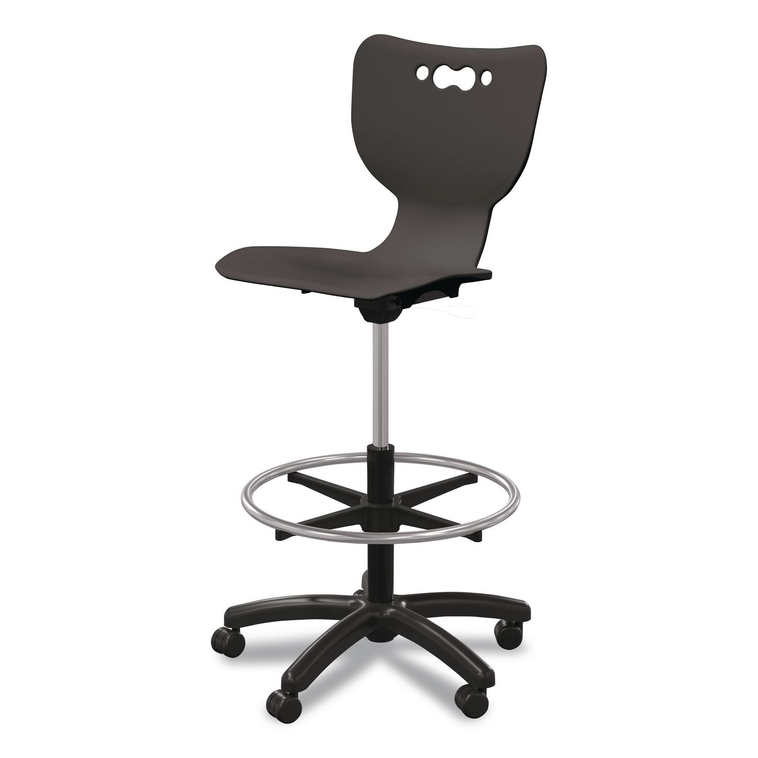 Hierarchy Five-Star Stool, Supports Up To 250 Lbs, 24.48" To 33.23" Seat Height, Black Seat, Black Base