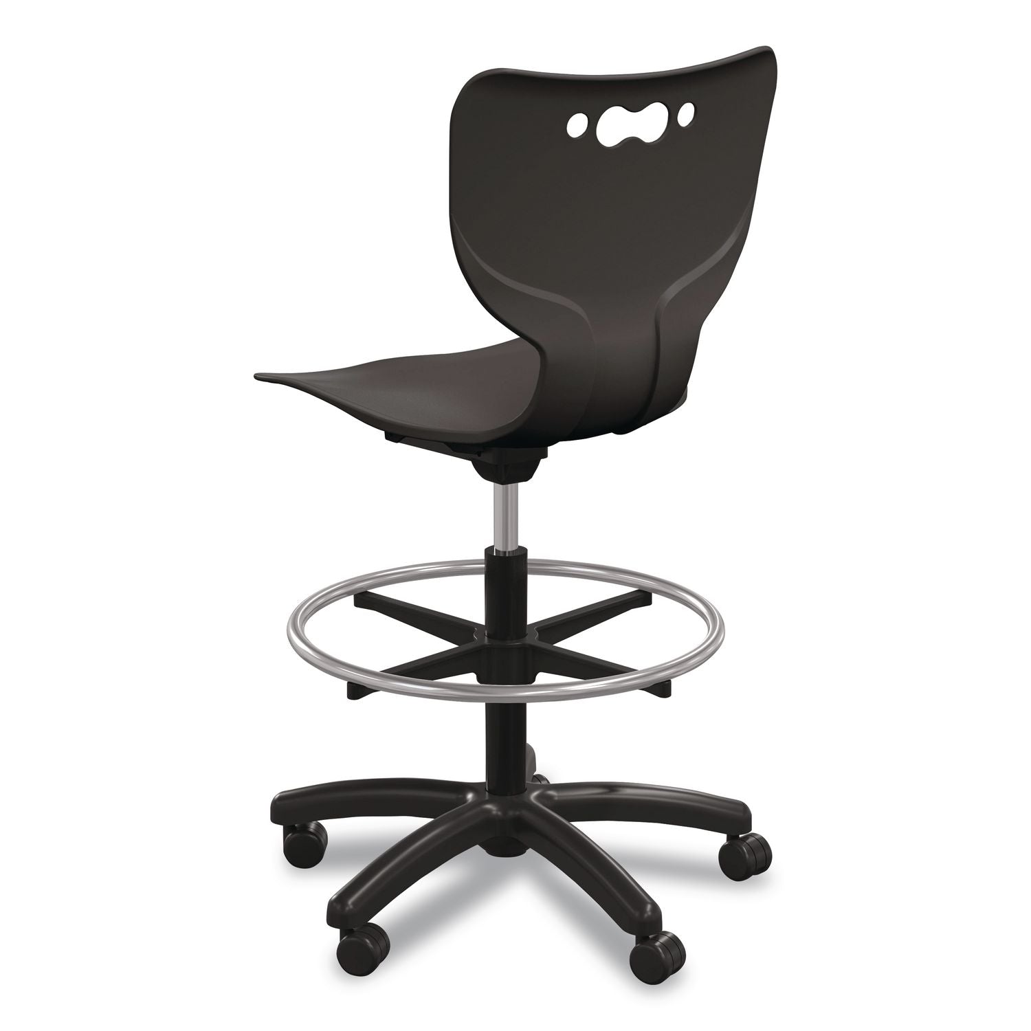 Hierarchy Five-Star Stool, Supports Up To 250 Lbs, 24.48" To 33.23" Seat Height, Black Seat, Black Base