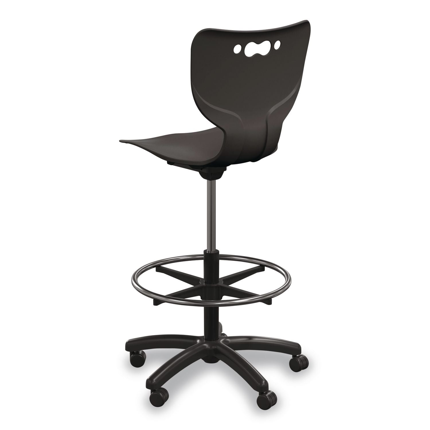 Hierarchy Five-Star Stool, Supports Up To 250 Lbs, 24.48" To 33.23" Seat Height, Black Seat, Black Base