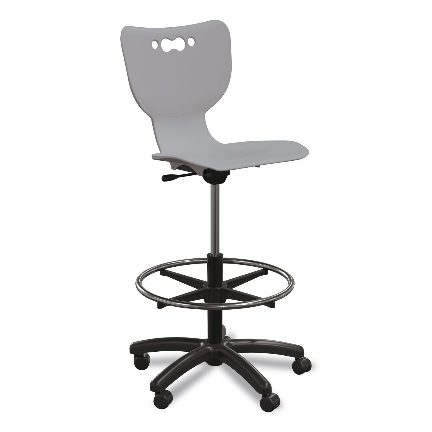 Hierarchy Five-Star Stool, Supports Up To 250 Lbs, 24.48" To 33.23" Seat Height, Gray Seat, Black Base