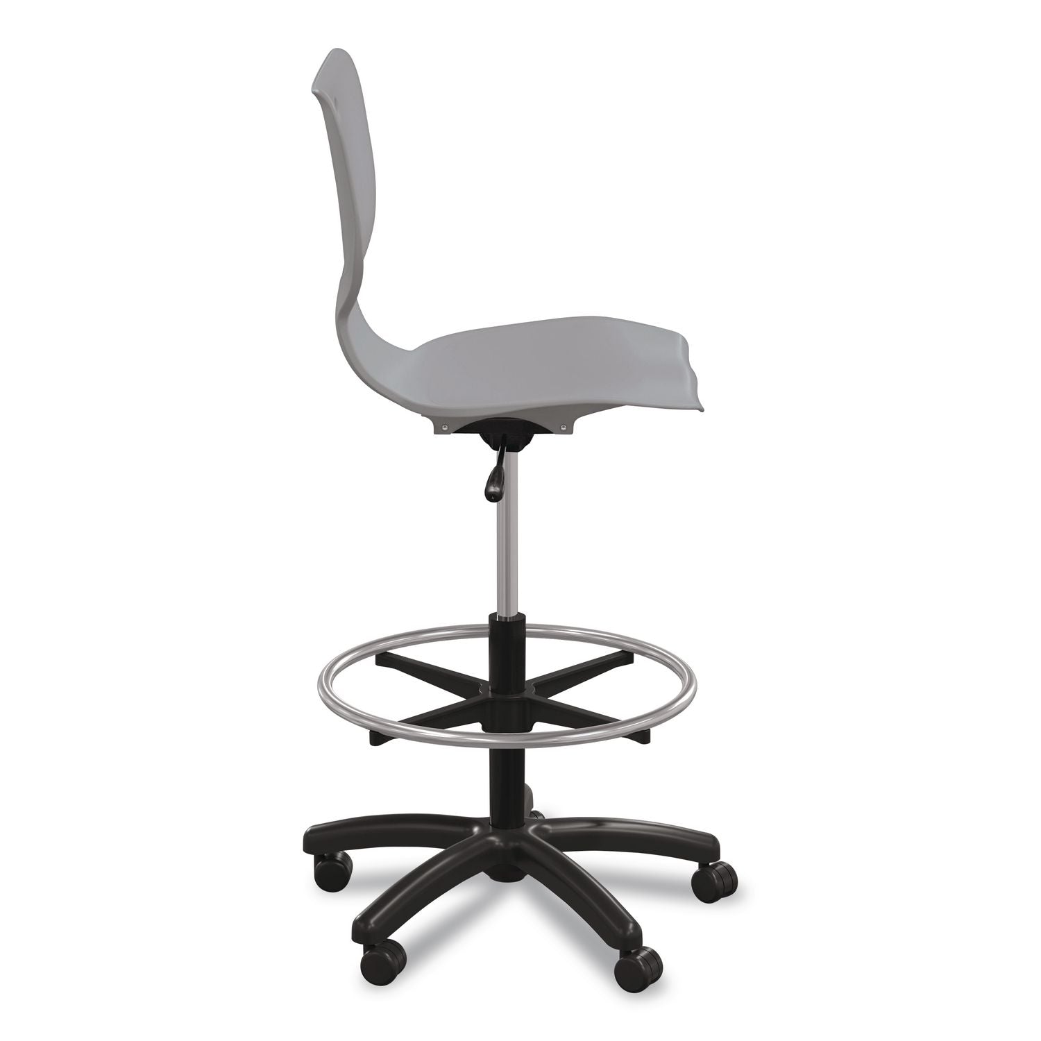 Hierarchy Five-Star Stool, Supports Up To 250 Lbs, 24.48" To 33.23" Seat Height, Gray Seat, Black Base