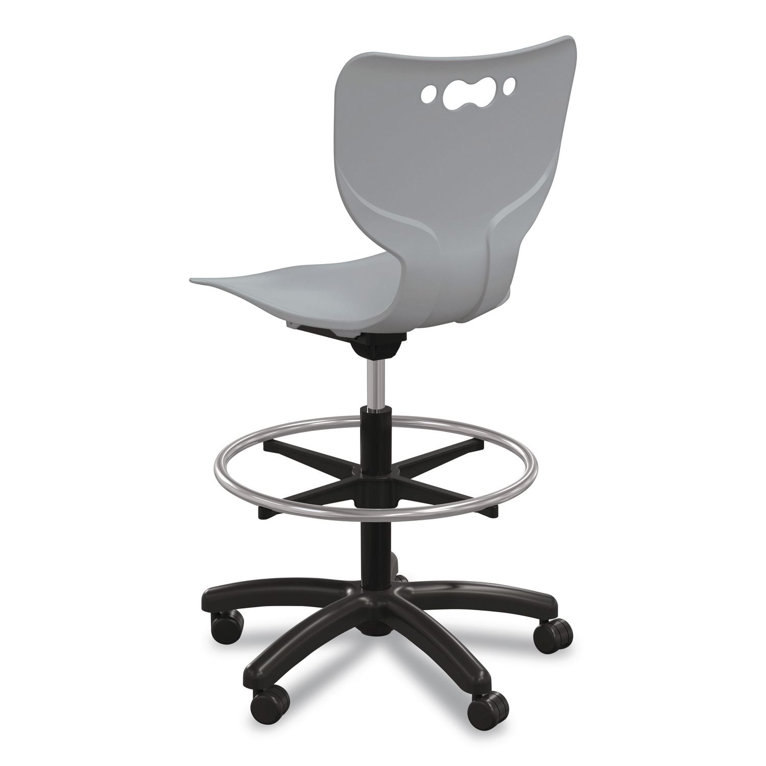 Hierarchy Five-Star Stool, Supports Up To 250 Lbs, 24.48" To 33.23" Seat Height, Gray Seat, Black Base