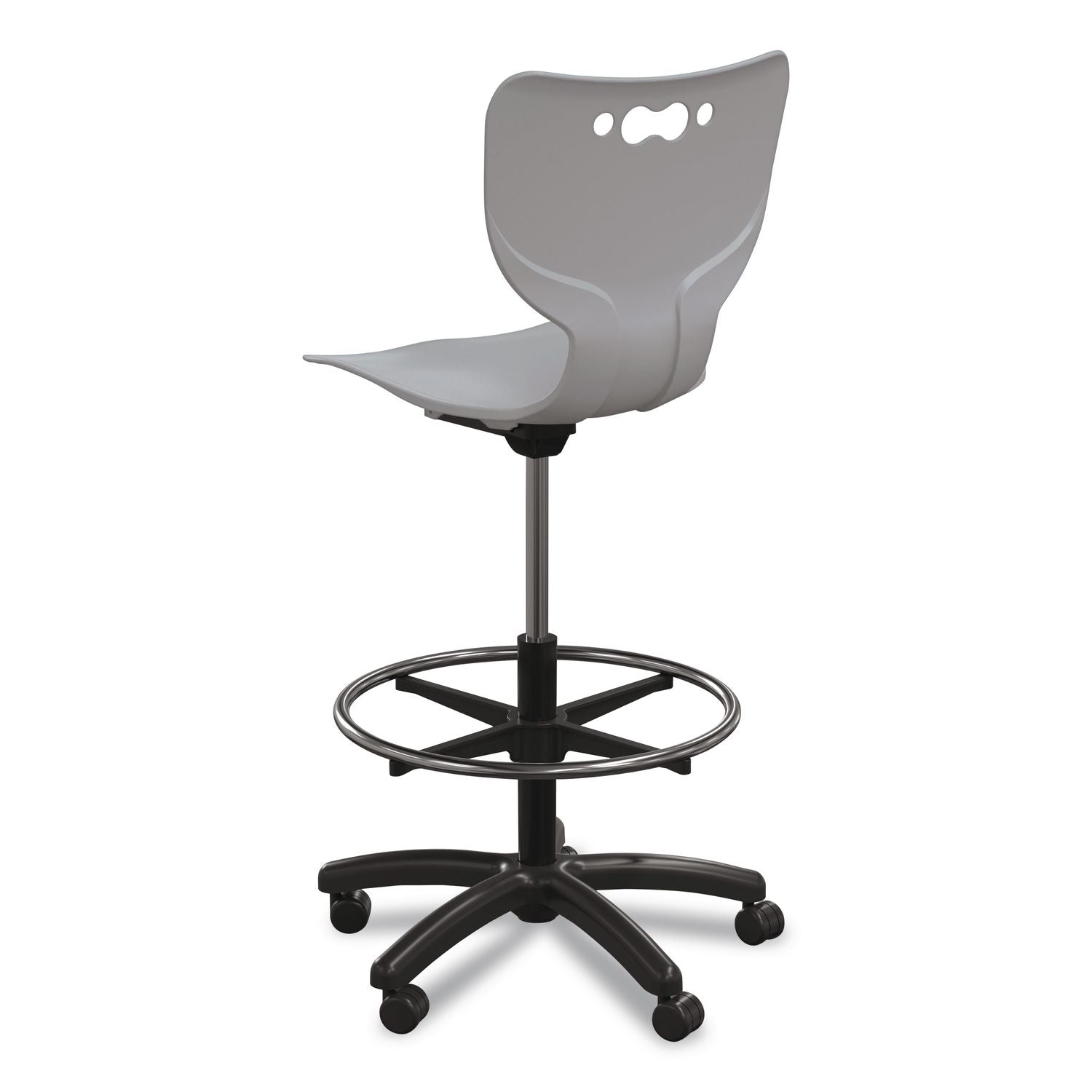 Hierarchy Five-Star Stool, Supports Up To 250 Lbs, 24.48" To 33.23" Seat Height, Gray Seat, Black Base