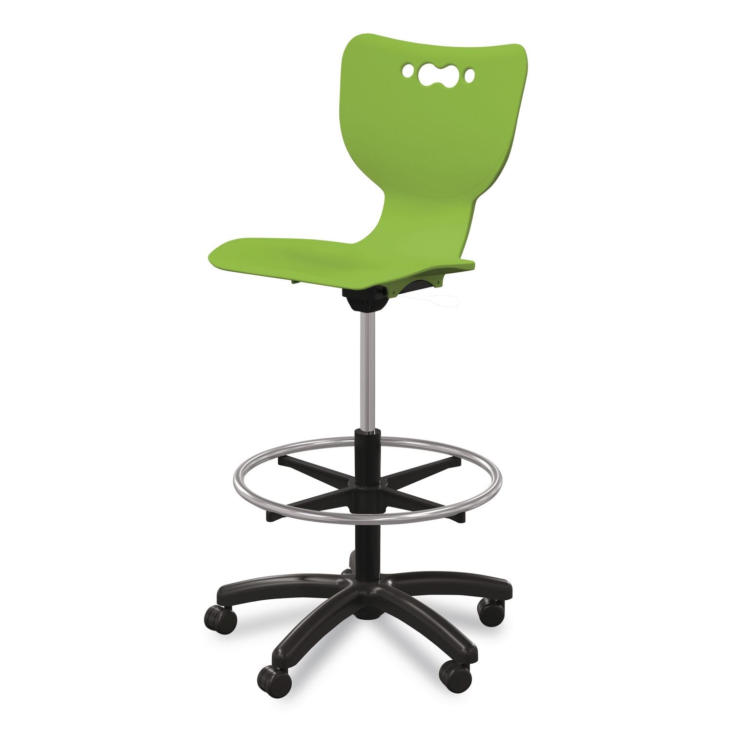 Hierarchy Five-Star Stool, Supports Up To 250 Lbs, 24.48" To 33.23" Seat Height, Green Seat, Black Base