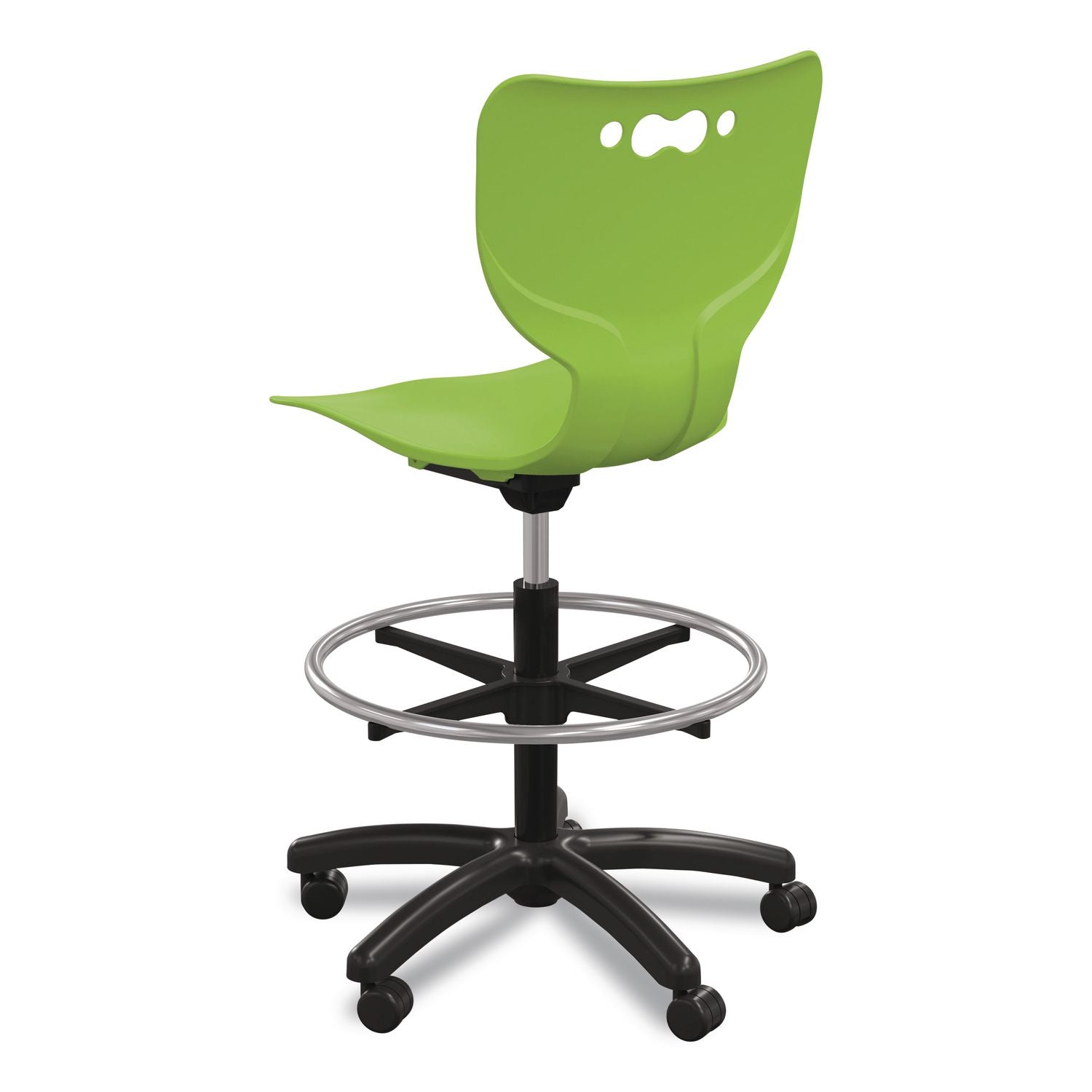 Hierarchy Five-Star Stool, Supports Up To 250 Lbs, 24.48" To 33.23" Seat Height, Green Seat, Black Base