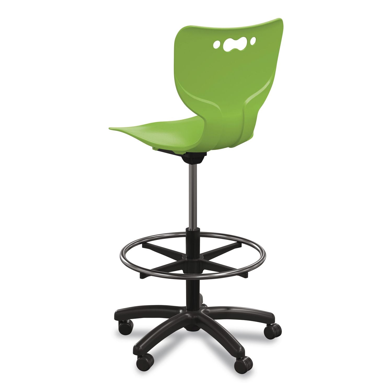 Hierarchy Five-Star Stool, Supports Up To 250 Lbs, 24.48" To 33.23" Seat Height, Green Seat, Black Base
