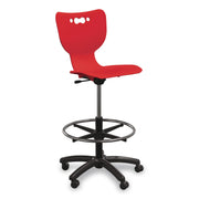 Hierarchy Five-Star Stool, Supports Up To 250 Lbs, 24.48" To 33.23" Seat Height, Red Seat, Black Base