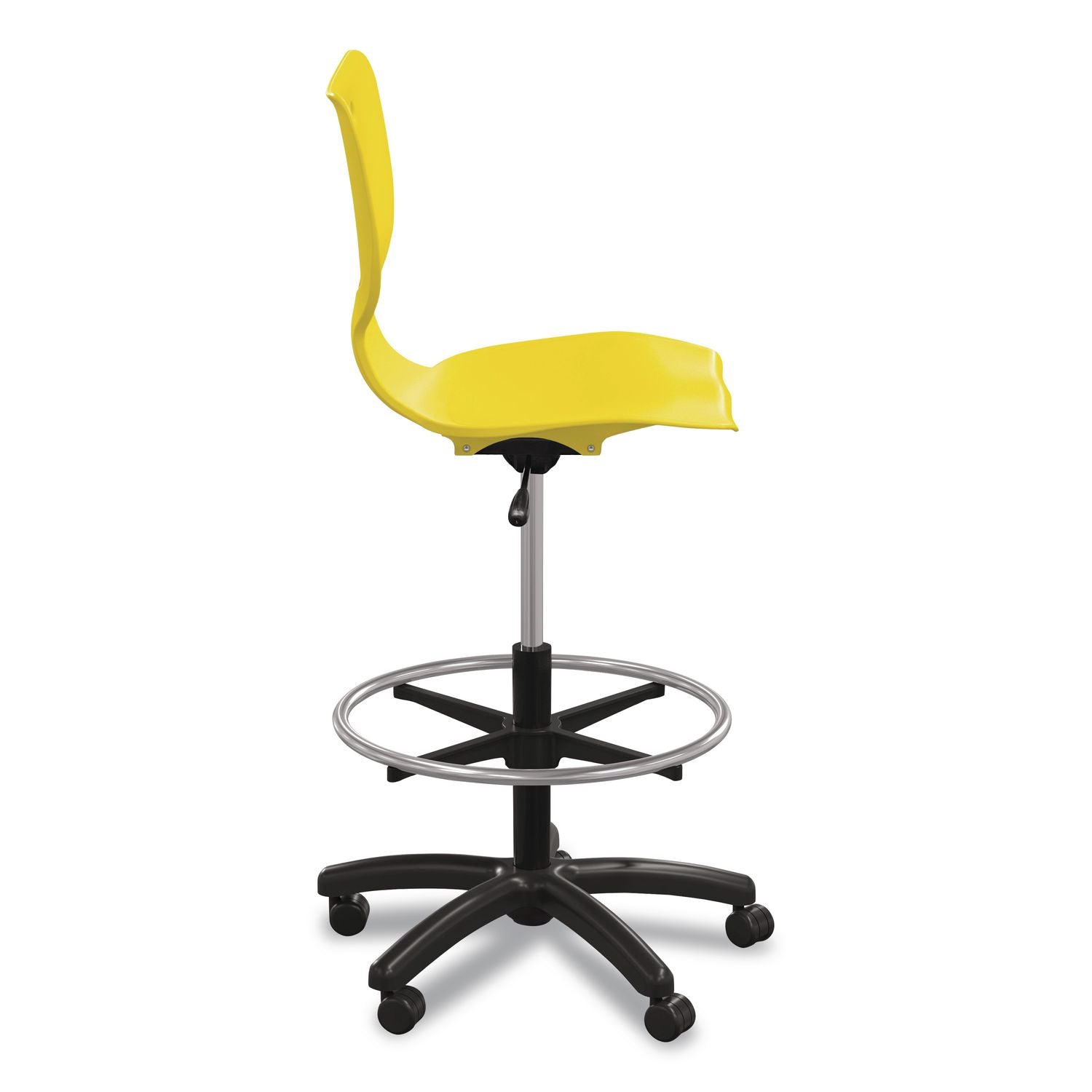 Hierarchy Five-Star Stool, Supports Up To 250 Lbs, 24.48" To 33.23" Seat Height, Yellow Seat, Black Base