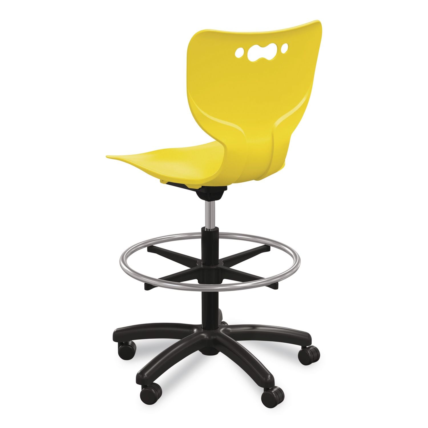 Hierarchy Five-Star Stool, Supports Up To 250 Lbs, 24.48" To 33.23" Seat Height, Yellow Seat, Black Base