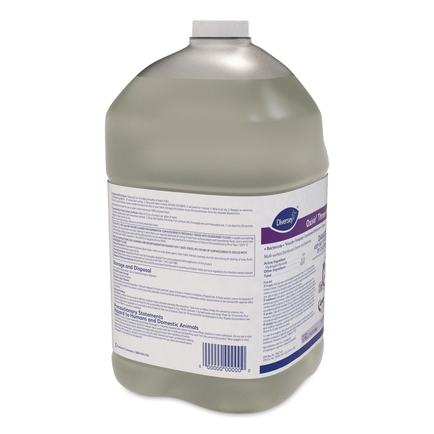 Oxivir Three 64 Disinfecting Cleaner And Deodorizer, 1 Gal Bottle, 4/Carton