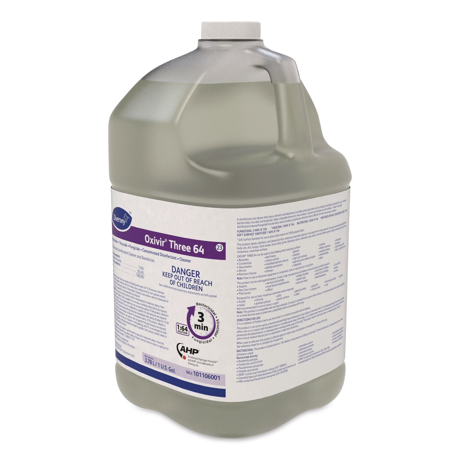Oxivir Three 64 Disinfecting Cleaner And Deodorizer, 1 Gal Bottle, 4/Carton